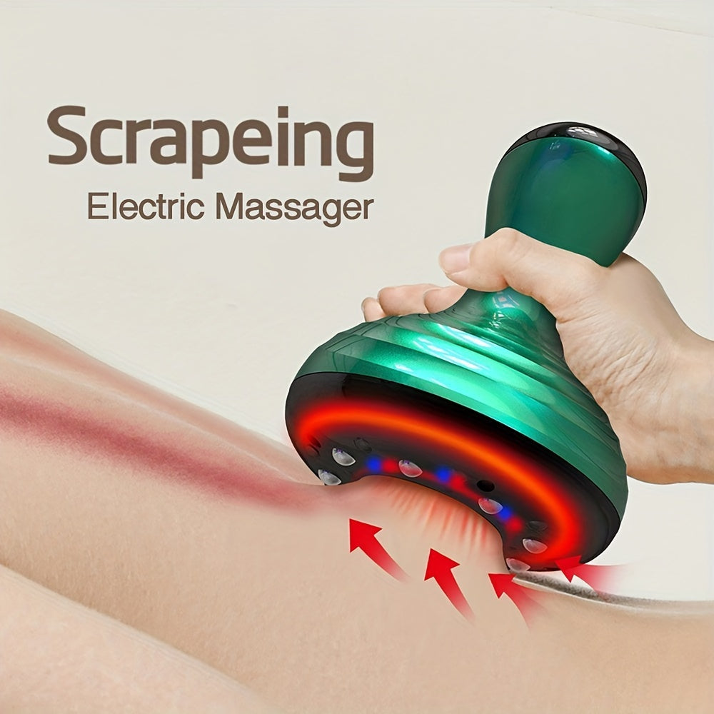 Rechargeable Electric Cupping Massager with Heat, Vacuum Suction, and USB Charging, available in Pink, Teal, and Dark Green colors.