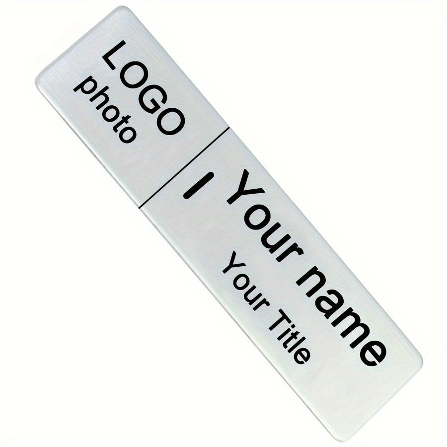 Unique Personalized Name Tag Pin – Sophisticated Stainless Steel Badge with Custom Engraving, Simple and Elegant Design, Fun Slogan Option for Company Identification – Square Badge Ideal for Executives and Industry Experts.