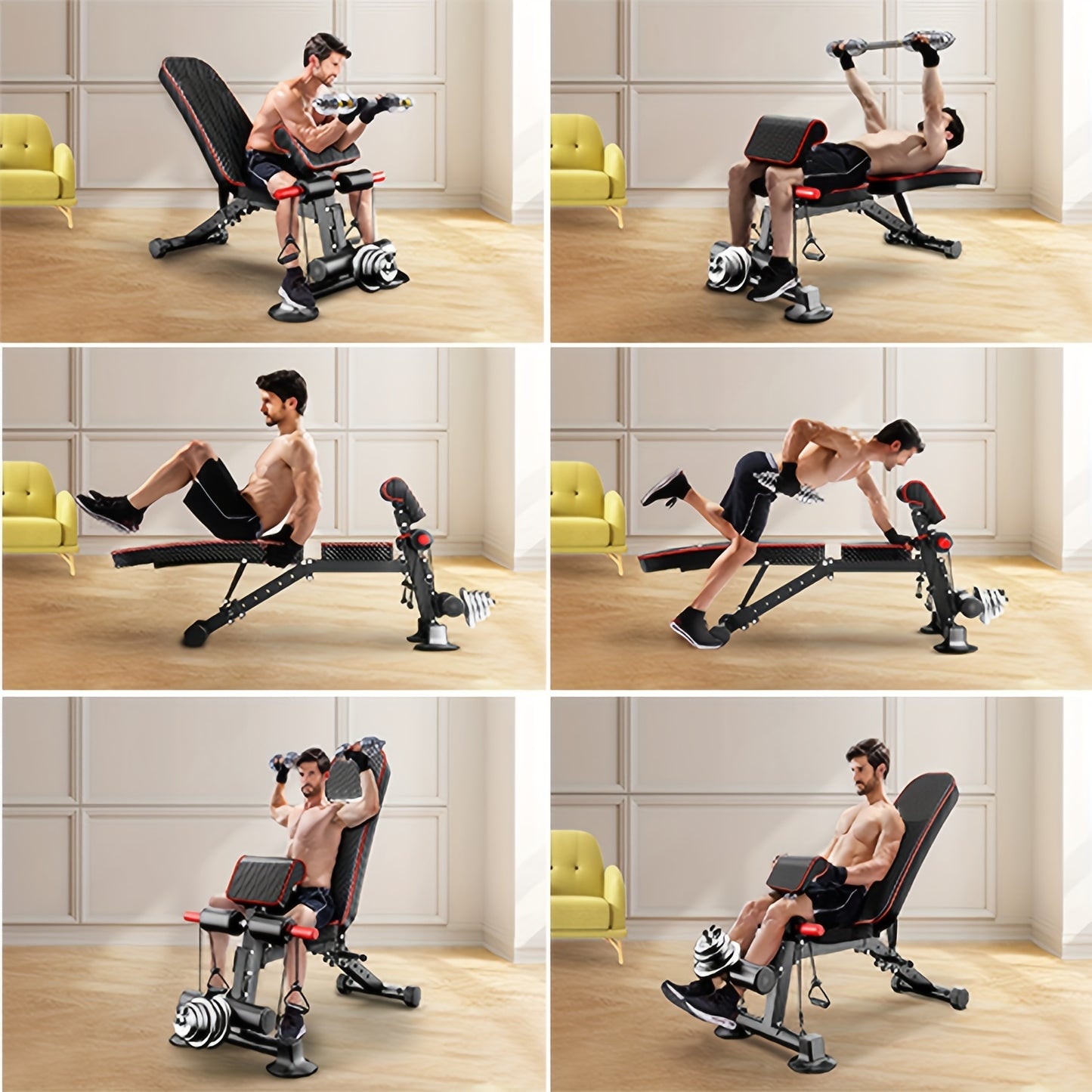 K KINGKANG Adjustable Weight Bench - Foldable workout chair with comfort foam padding, ideal for home gym strength training.