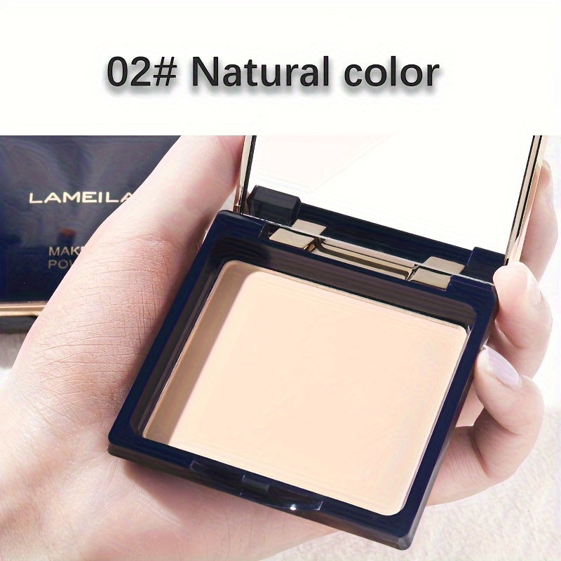 LAMHELIA Matte Finish Foundation Powder Elegant Black & Golden Compact yengil, yog'ni nazorat qiluvchi, suv o'tkazmaydigan, terga chidamli va barcha teri turlari uchun mos keladi.