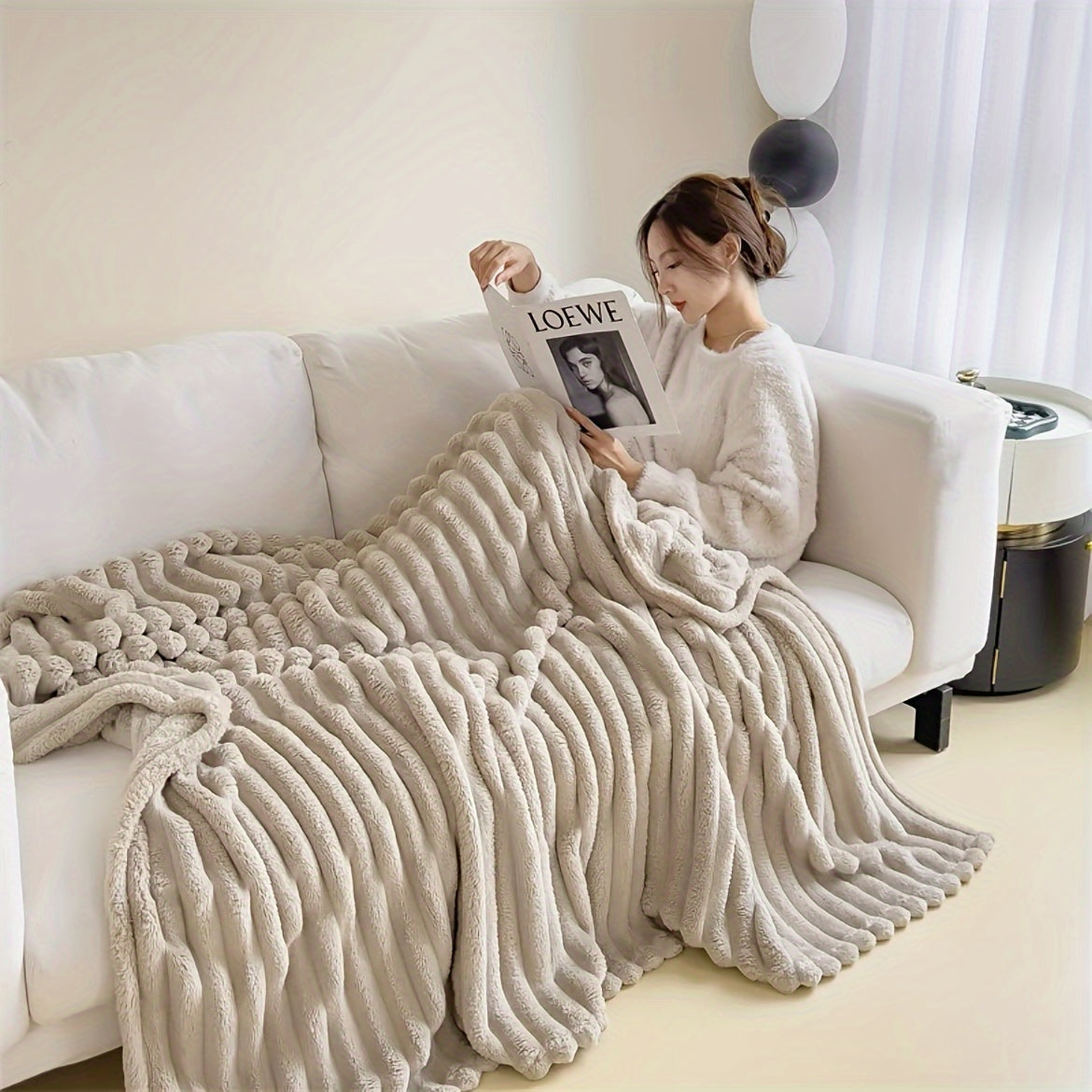 Luxurious French-Inspired Double-Sided Plush Blanket - Perfect for Home or Office Nap, Multi-Functional Sofa Throw and Air-Conditioning Blanket - Made of 100% Polyester, Dry Clean Only - Features a Woven Weave for All-Season Use - Great Christmas Gift