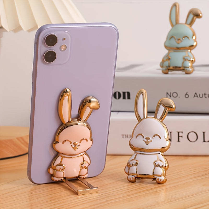 Foldable, ultra-thin cartoon rabbit mobile phone case bracket for hands-free viewing