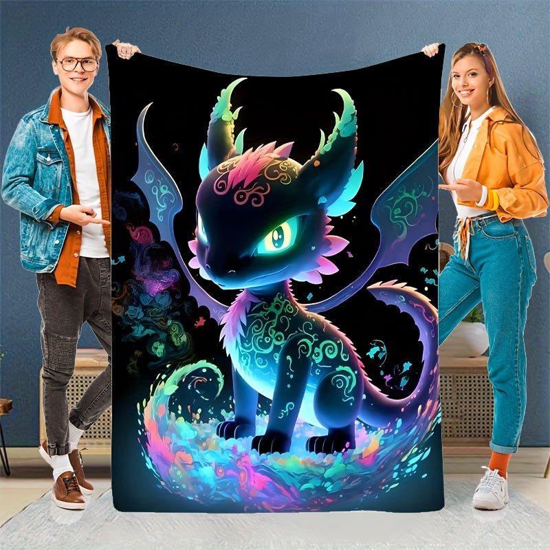 Get cozy with this Luminous Dragon Print Blanket, perfect for all seasons. Made of soft and warm flannel Mao, it is suitable for use on the sofa, bed, while traveling, or in the office. An ideal gift for family members.