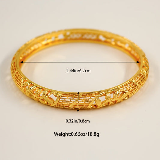 Set of 4 elegant luxury bangles inspired by Dubai, featuring intricate filigree design crafted from high-quality alloy. Perfect for brides, festivals, Nigerian weddings, and as a thoughtful Thanksgiving gift. A versatile accessory suitable for all