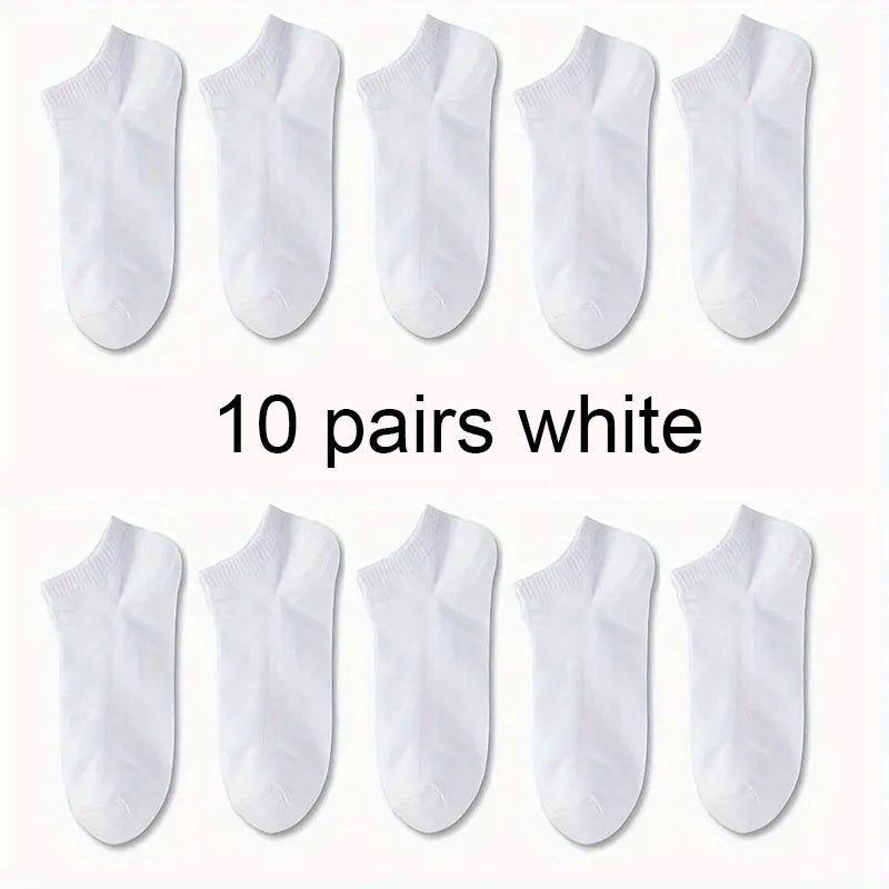 10 pairs of comfortable and breathable men and women ankle socks for spring and summer.