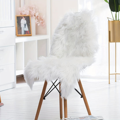 Plush Faux Fur Chair Cushion - Cozy, Non-Slip Mat for Winter Warmth - Perfect for Bedroom, Hallway, Office - Machine Washable, Made of Polyester & Acrylic Blend Faux Fur Material