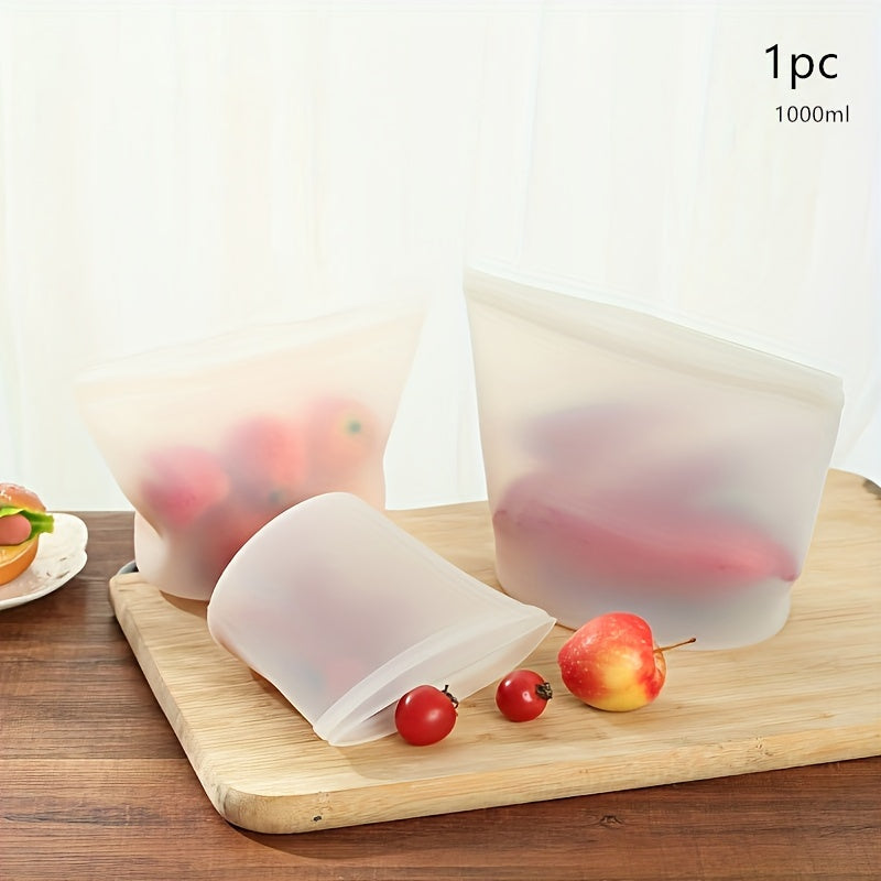 Top Pick! Silicone Food Storage Bag - Keep Your Fruits, Vegetables, and Milk Fresh with This Reusable Self-Sealing Bag. Safe for Kitchen Fridge, Food Contact, and Freezer Storage.