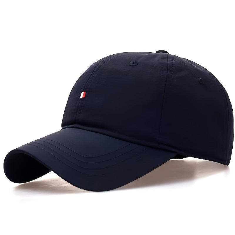 Embroidered unisex baseball cap with adjustable strap, quick-dry fabric, and sun protection. Perfect for outdoor activities, travel, and beach vacation in spring and autumn.