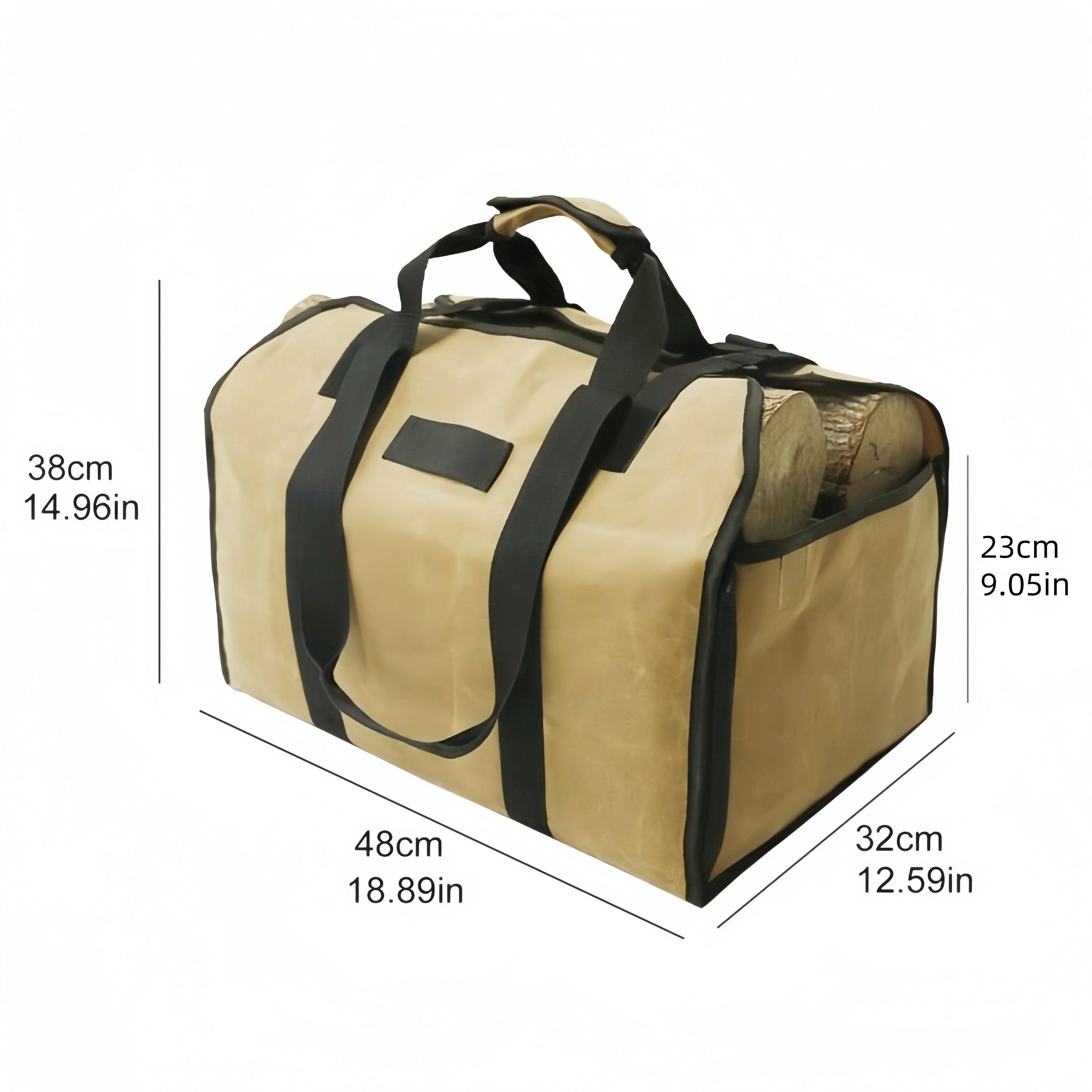 Strong Canvas Firewood Carrier with Handle - Convenient Log Tote for Effortless Wood Transportation