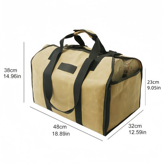 Strong Canvas Firewood Carrier with Handle - Convenient Log Tote for Effortless Wood Transportation