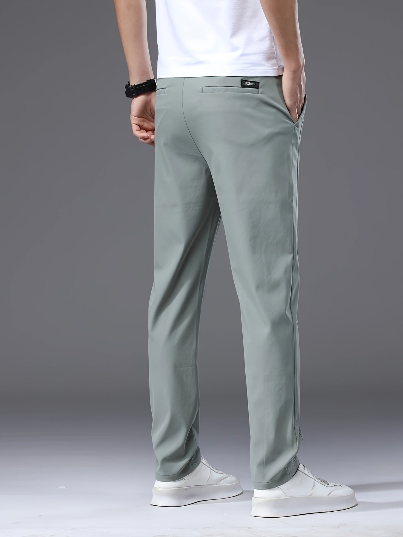 Men's slim fit drawstring sports pants, lightweight quick-dry trousers for summer leisure wear.