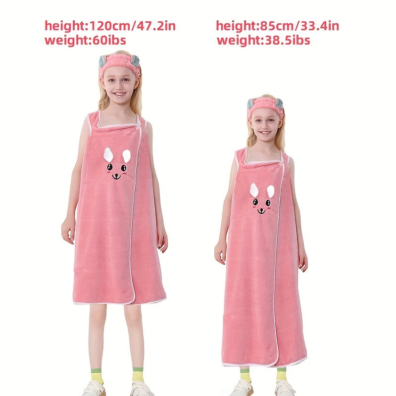 Bath Wrap Towel with Cute Rabbit Ears, Soft and Gentle on the Skin