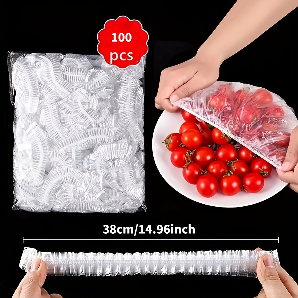 100 pieces of Cling Film are available for purchase. This Disposable Fresh-keeping Film is made from Food Grade Plastic and is great for sealing in freshness. It is anti-odor, leak-proof, and dust-proof, perfect for covering leftovers, fruits, and