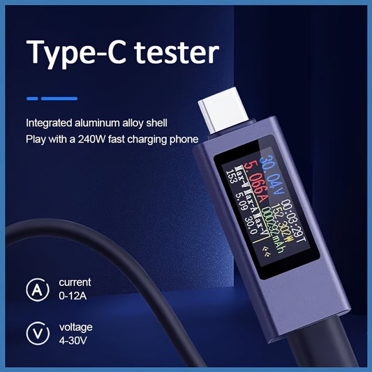 KWS-2302C Type-C Multimeter, 4-30V 0-12A, Metal Construction, Shockproof, USB Powered, 1% Accuracy