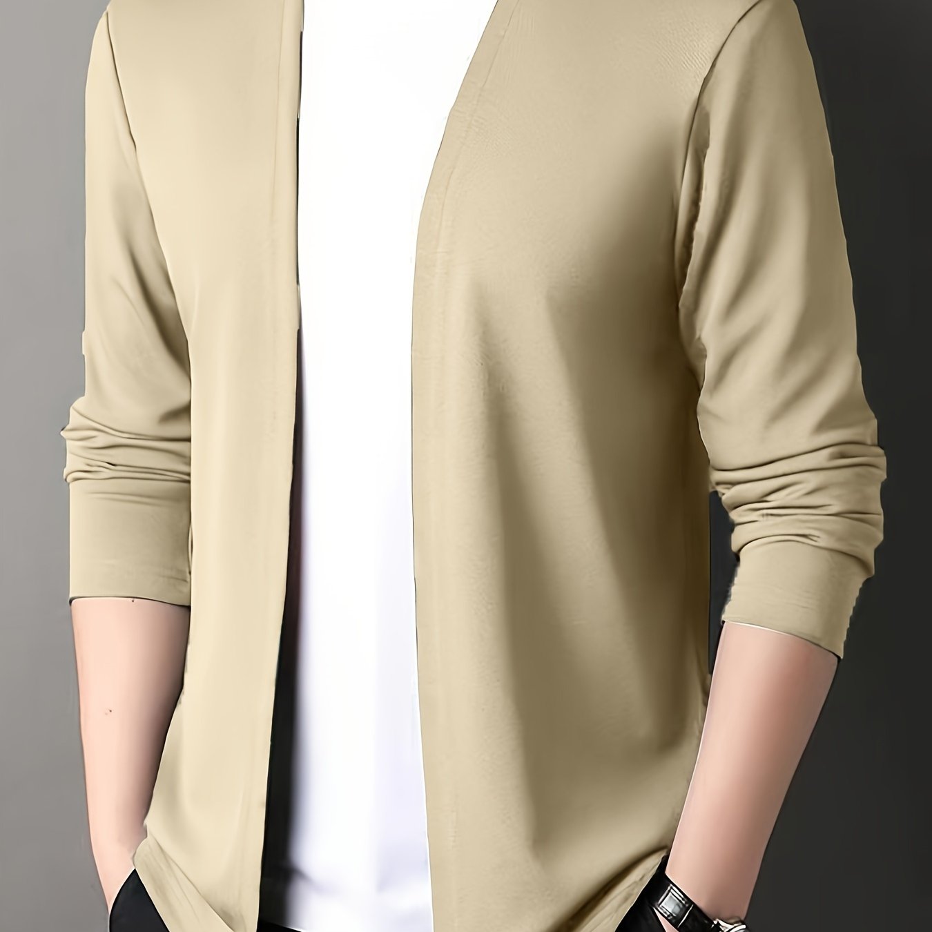 Men's slim-fit knitted cardigan for outdoor activities.