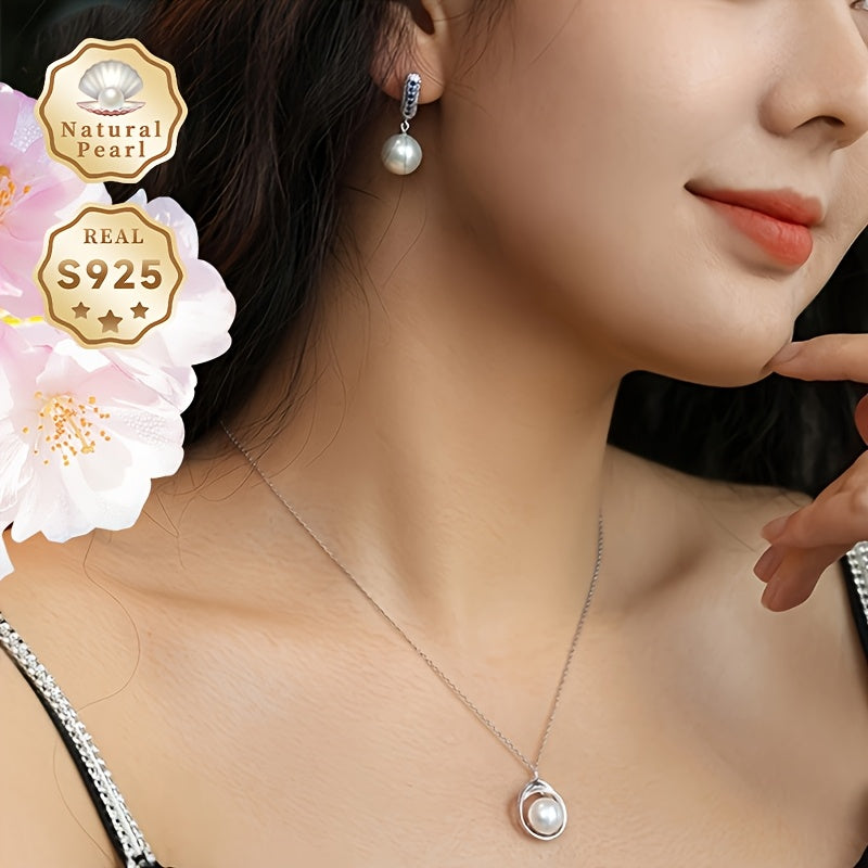 Yueying Gift Box: A must-have pair of 11-12mm large grain, strong light, micro-flawless round natural freshwater pearl dangle earrings for women's fashion. Made with S925 silver, these earrings come in a beautiful gift box. Please note that due to the