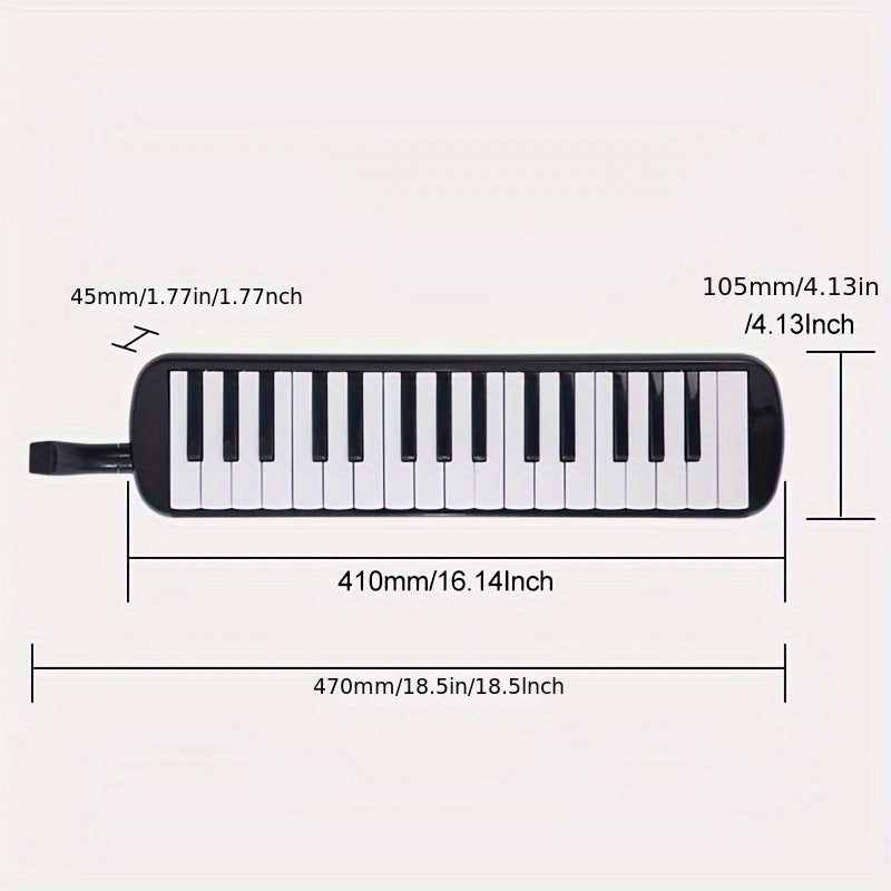 32-Key Soprano Melodica Air Piano Keyboard with Soft Long Tube, Short Mouthpiece, Carrying Bag - Portable and Easy to Play ABS Material Instrument in Various Colors.