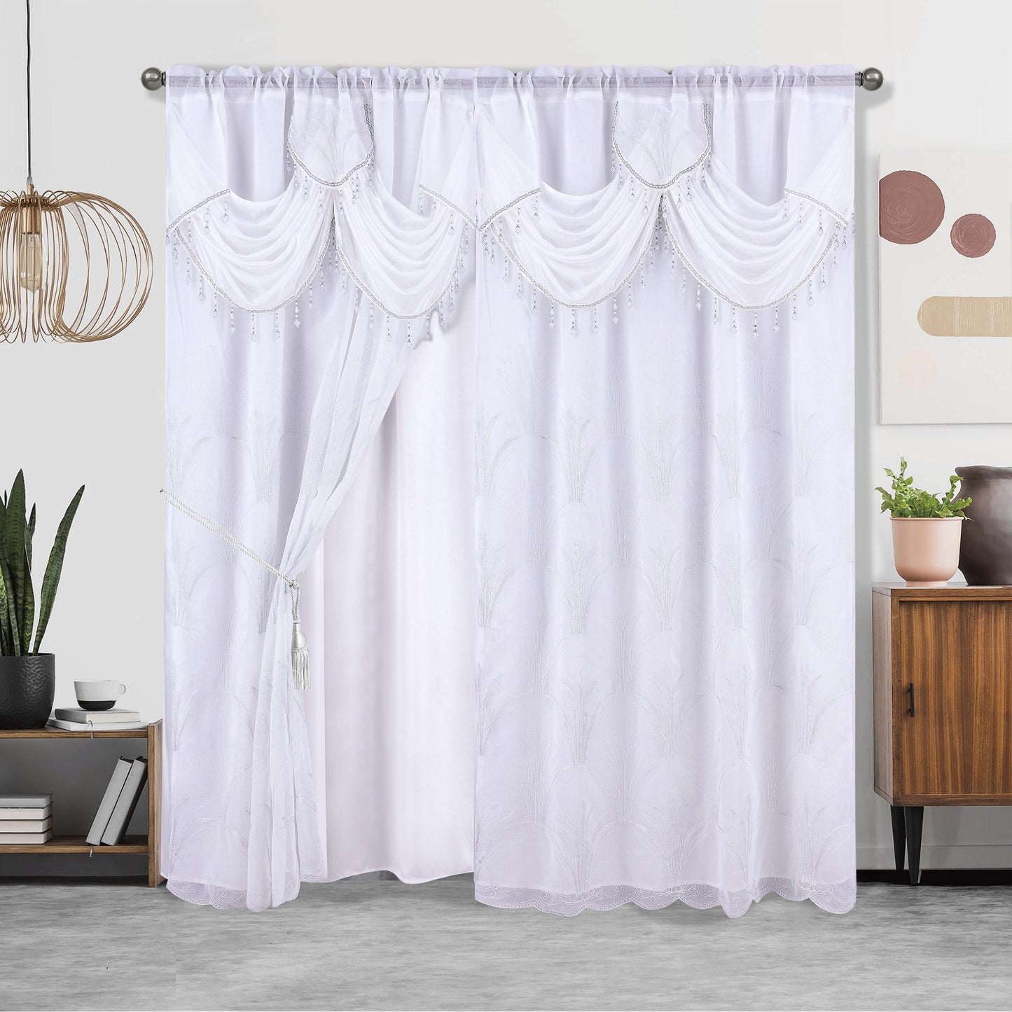 One piece of embroidered double-layer curtain, perfect for enhancing home décor, suitable for living room or bedroom, measuring 132.08 x 213.36 cm.