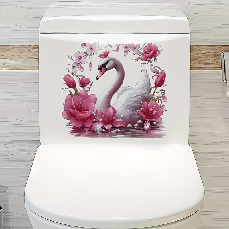 One swan pattern toilet lid sticker for bathroom and kitchen decoration.