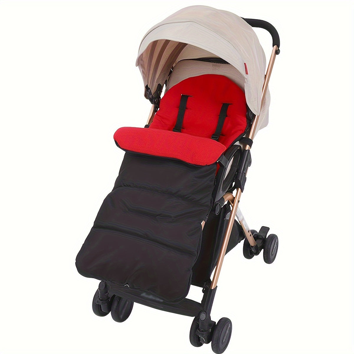 Christmas Black Polyester Fiber Baby Stroller Footmuff And Cushion Set - Universal Cozy Fleece Lined Bunting Bag with Thick Padding, Windproof Warm Cover for Infant Carriage, Suitable for 0-3 Years