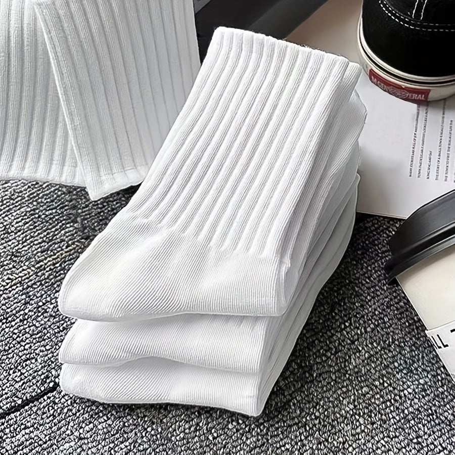 6 pairs of comfortable, breathable mid-tube ribbed socks for women.