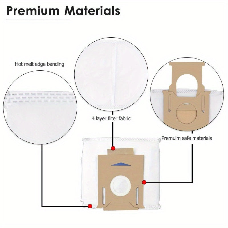 Set of 8 High-Quality Vacuum Bags for Ecovacs DEEBOT OZMO T8 AIVI, T8 Max, T9 Series & More - Made from Long-Lasting Wood/Paper Material, Perfect for Floor Cleaning