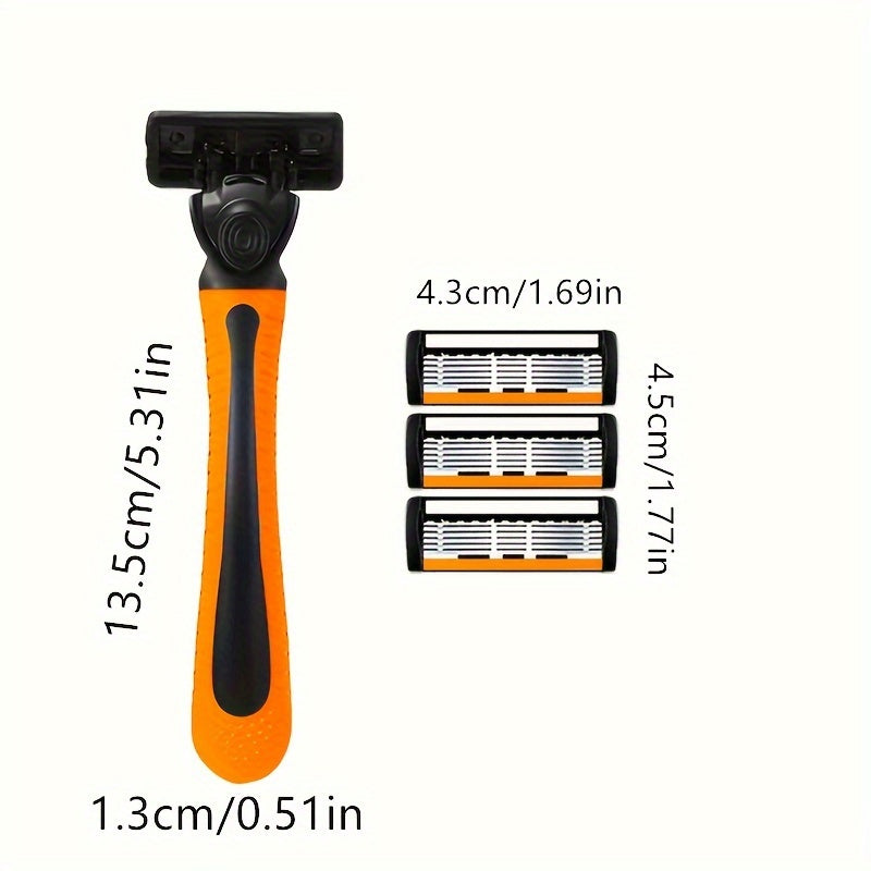 Ergonomic non-slip metal handle safety razor set for men, with sharp durable blades - perfect gift for father for smooth shaving experience.