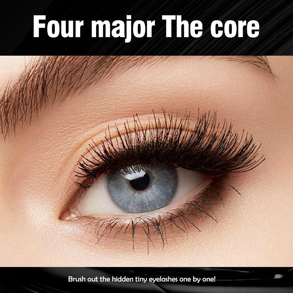 4D Fiber Waterproof Black Mascara for long, thick, and smudge-proof lashes.