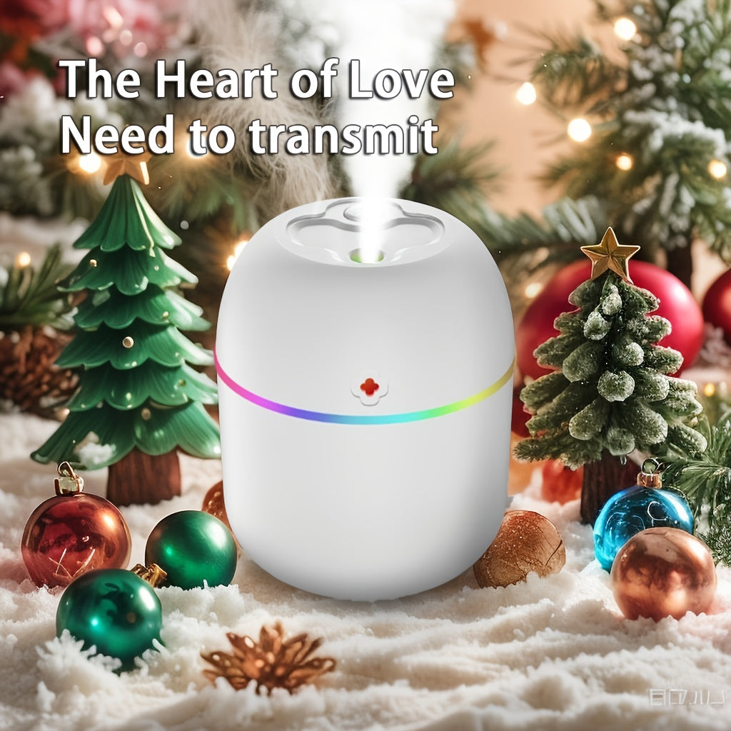 Portable USB aromatherapy humidifier with colorful lamp for bedroom, living room, office, and car. Operates at ≤36V without the need for batteries.