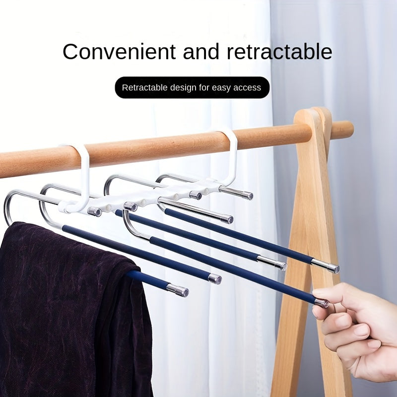 Wall-Mounted Multi-Layer Pants Hanger - Sturdy Metal Construction, Space-Saving Closet Organizer for Jeans & Trousers