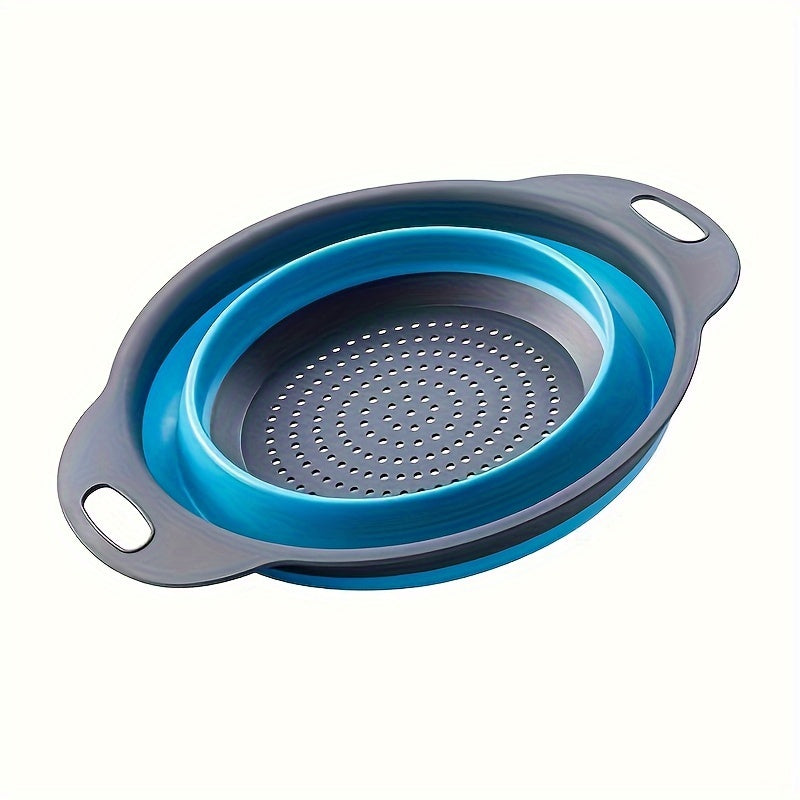 Silicone Collapsible Colander with Handle - Perfect for Washing and Draining Fruit, Vegetables, and Pasta - A Kitchen Gadget for Easy Cleaning and Cooking