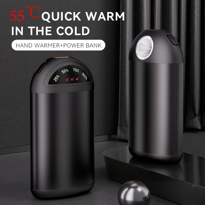 Stay Warm Anywhere with our USB Rechargeable Hand Warmer and LED Flashlight - Compact 5000mAh Portable Warmer, Ideal Christmas Present - Choose from Black or Green