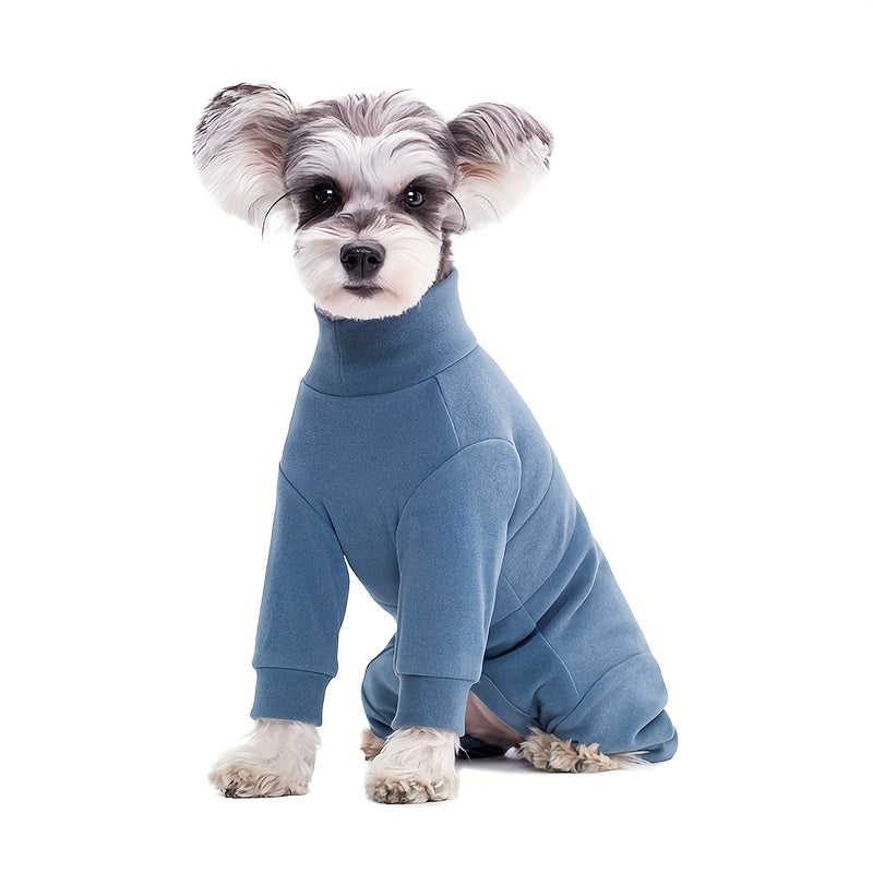 Pet jumpsuit for dogs and cats, made of 100% polyester thermal fleece with adjustable chest. Suitable for small, medium, and large breeds in all seasons.