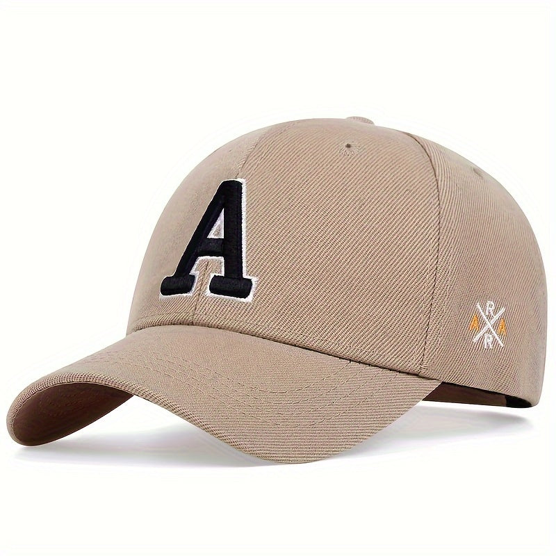 Men's A Letter Embroidery Baseball Cap, Outdoor Sun Protection Casual Cap for Spring and Autumn Travel.