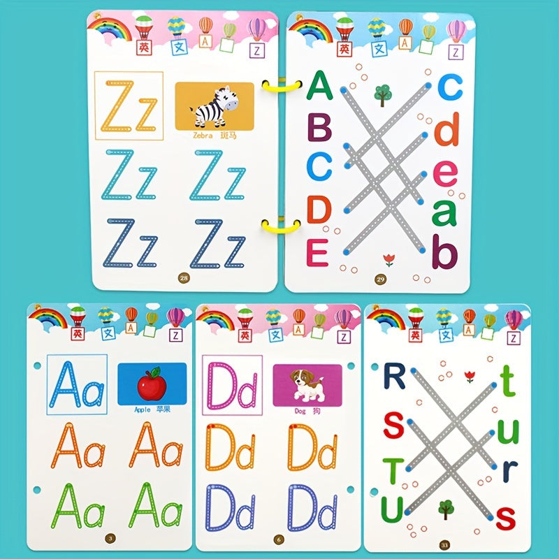 Magic practice notebooks for children, featuring number and letter writing, penmanship training, and drawing skills to develop early writing skills.