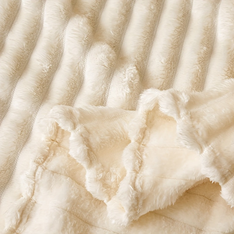 Soft, warm flannel throw blanket made of luxurious faux rabbit fur. Versatile for couch, bed, office, and travel. A perfect all-season gift in a variety of mixed colors.