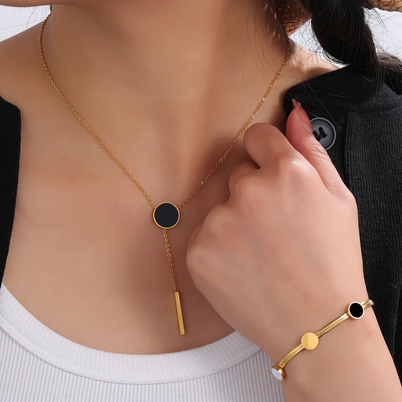 Enhance Your Daily Outfits with This Chic 18k Gold Plated Stainless Steel Jewelry Set, Perfect for Parties, Casual Dating, and More!