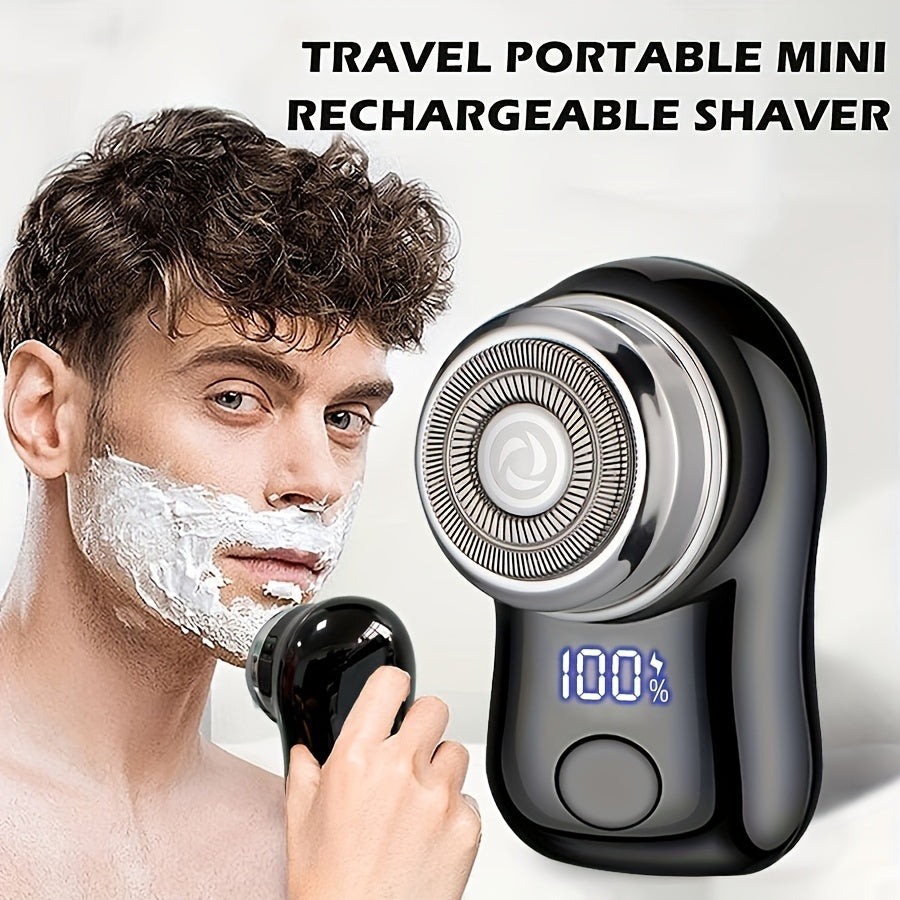 Men's electric shaver with USB charging and digital display - perfect for business trips.