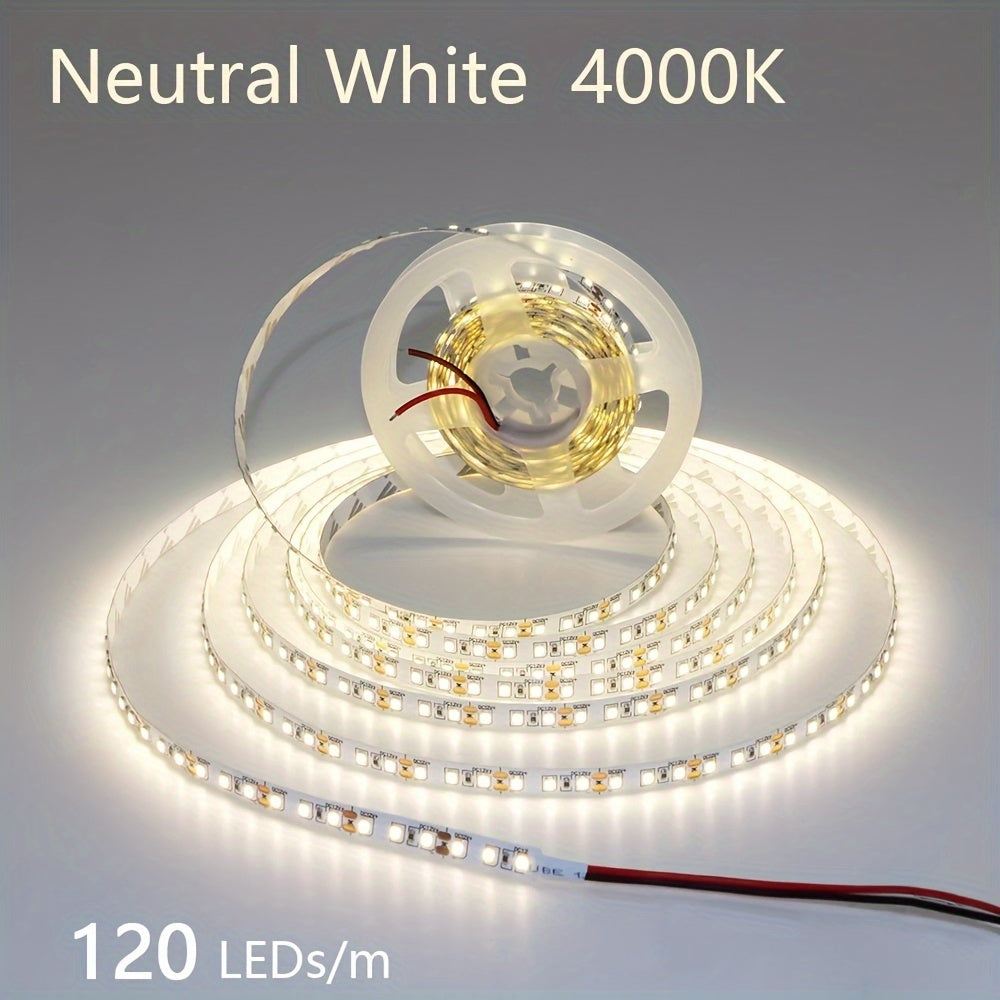 1 Roll of 5.0m LED Strip Lights in Warm White/Daylight/White options with DC Power Supply for bedroom, kitchen, cabinet, and holiday decor. Efficient and durable, suitable for modern LED