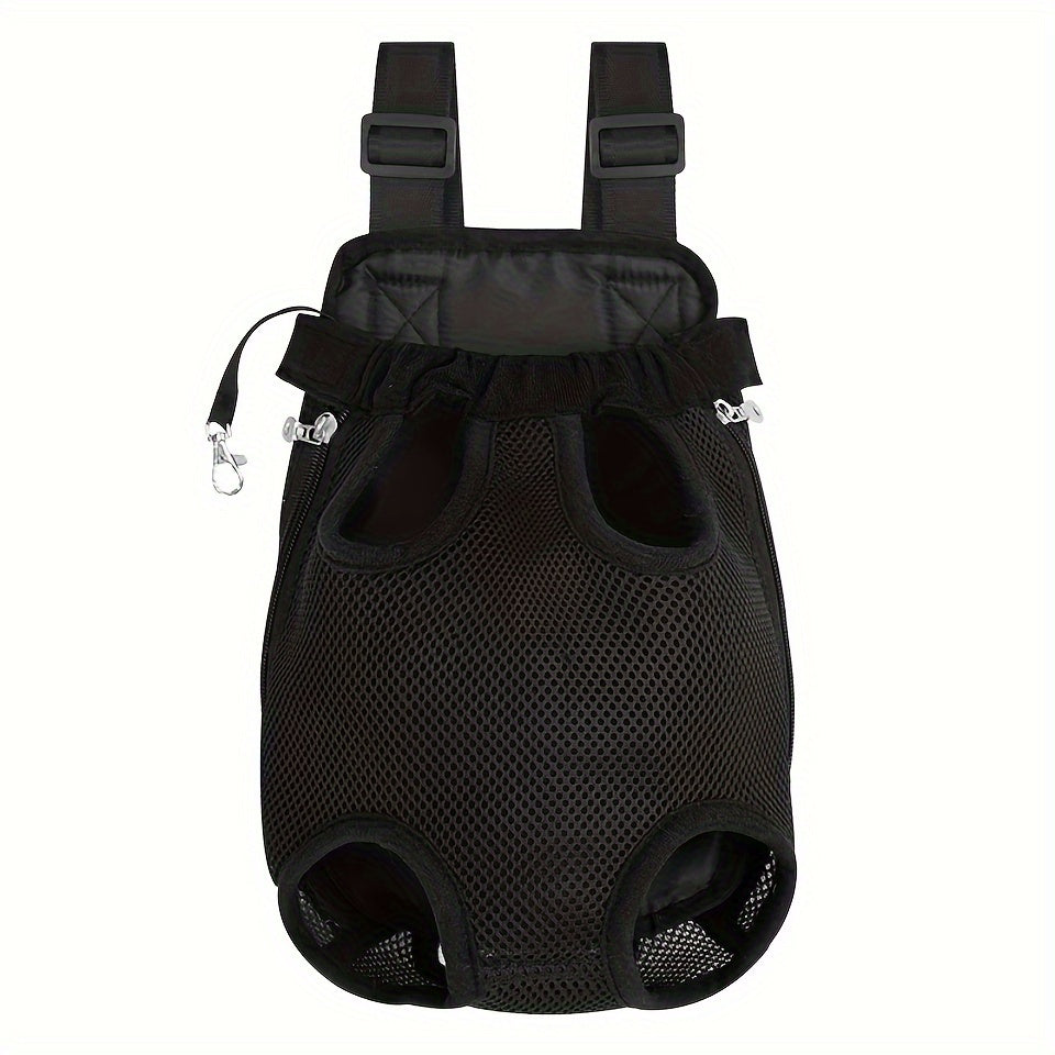 Pet backpack for small dogs and cats with breathable mesh, comfort straps, and a zippered carrier.