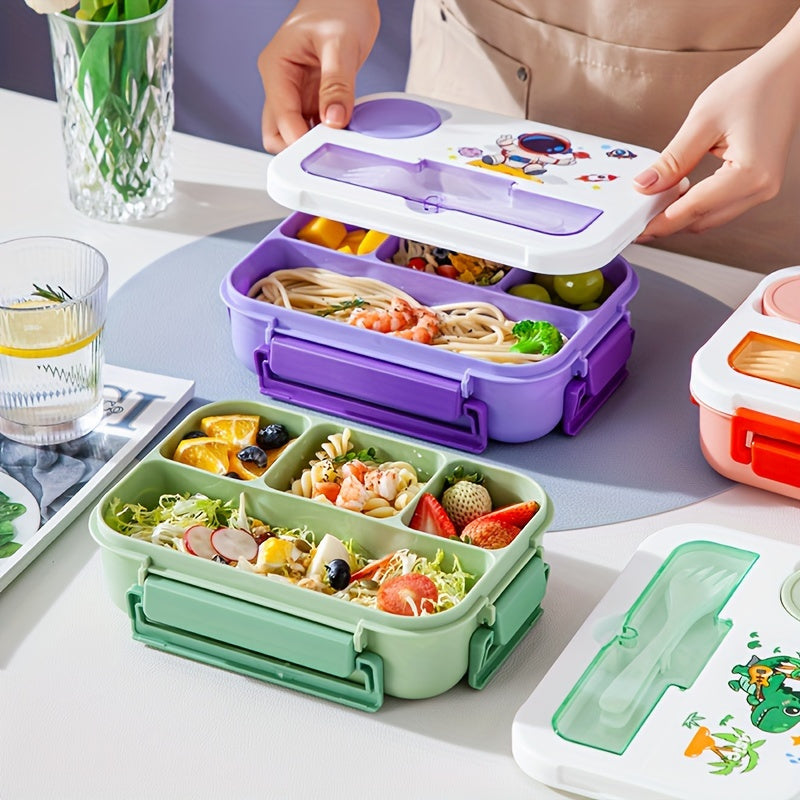 Get your hands on the 44oz Vibrant Youngsters' Lunch Box, complete with sauce cups and utensils. Made of leakproof, microwave-safe, and dishwasher-friendly PP material, this lunch box features fun cartoon designs perfect for school, camping, and picnics.