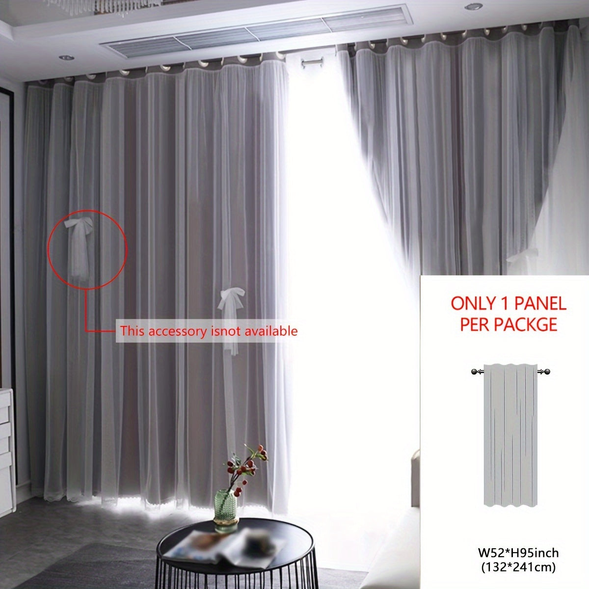 Single-panel Blackout Curtains made with One-layer Cloth and One-layer Yarn, featuring a Modern Simple Style. Ideal for use in Living Rooms, Bedrooms, Balconies, Floating Windows, providing Noise Reduction and adding a touch of Romance to your Home Decor.