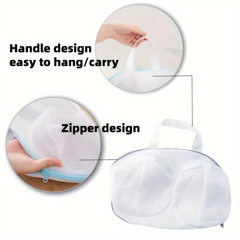 Sturdy Mesh Bra Wash Bag with Handle & Zipper - Protects and organizes lingerie during laundry.