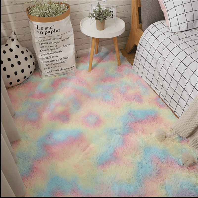 Luxurious Ultra Plush Soft Area Rug, Perfect for Bedroom or Living Room, Tie-Dyed Fluffy Bedside Rug, Machine-Washable Shag Carpet for Nursery, Children's Room, or Home Decor