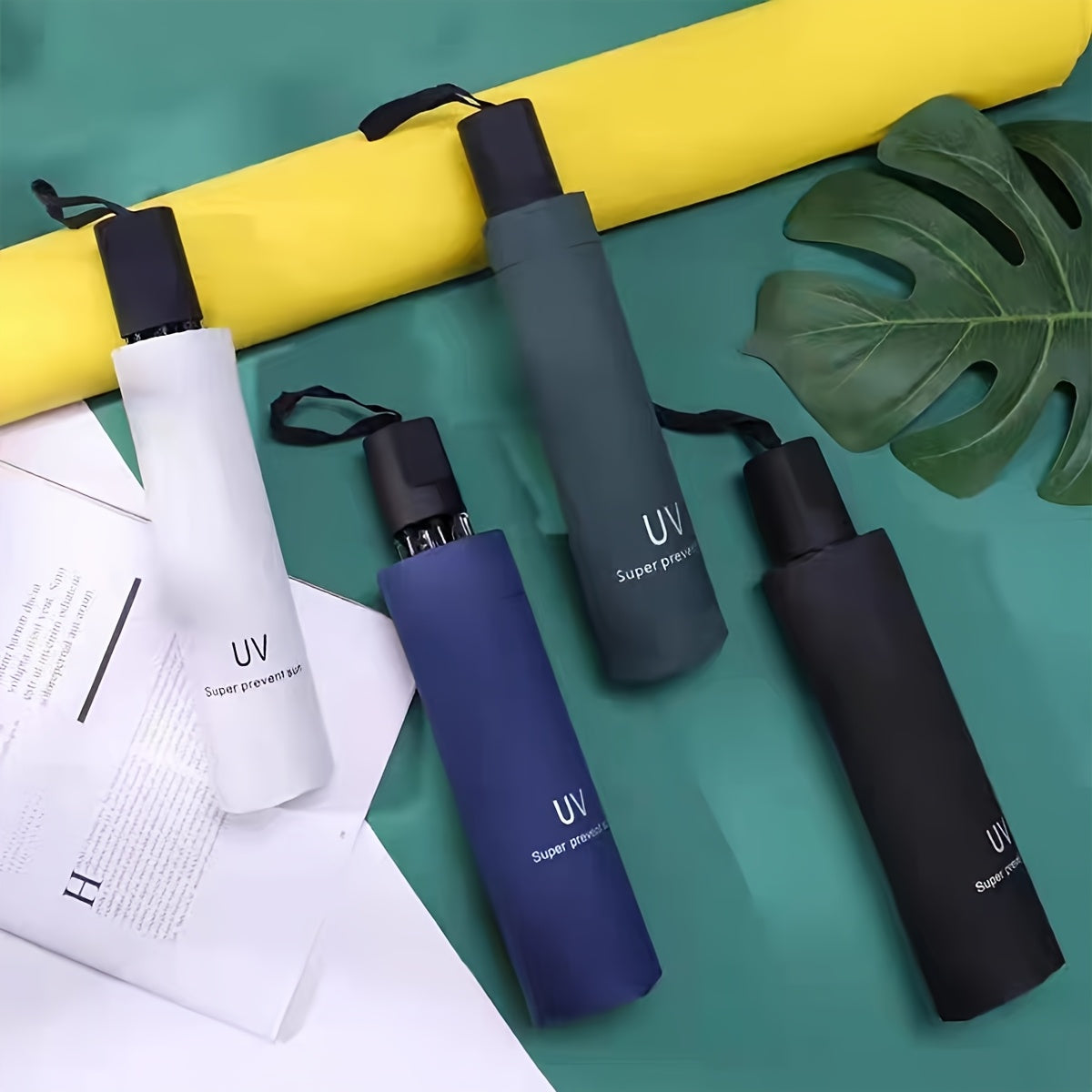 Large foldable manual umbrella suitable for sun and rain protection, perfect for students with a simple, nature-inspired design, for both men and women.