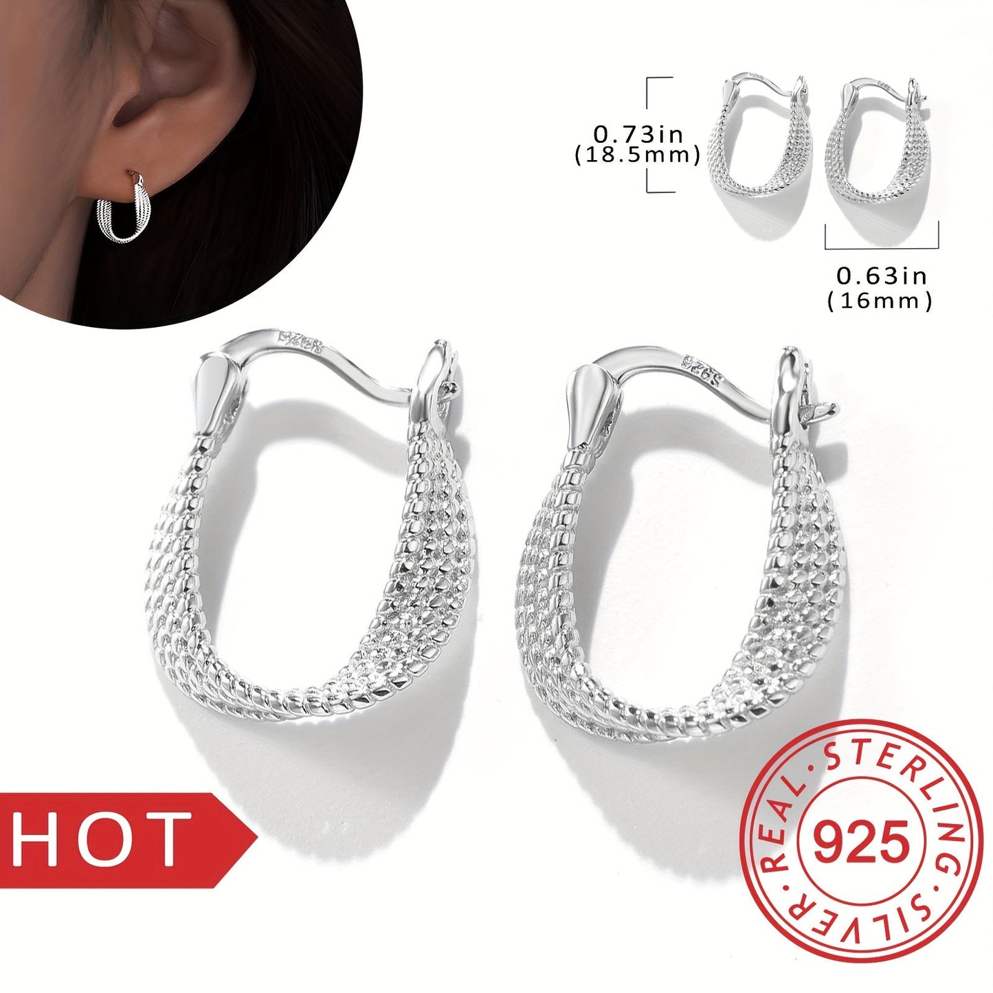 Classic and elegant, these twisted design hoop earrings are made of S925 sterling silver, making them hypoallergenic and perfect for sensitive ears. A timeless and exquisite gift for any woman.