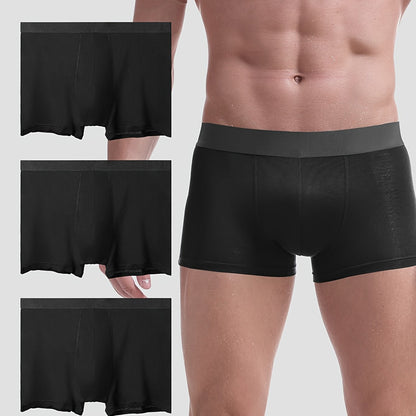 3 pack of men's breathable cotton underwear with thin flat-leg style