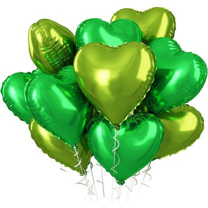 10-pack of heart-shaped aluminum foil balloons, perfect for Valentine's Day, birthdays, anniversaries, and holiday decorations.