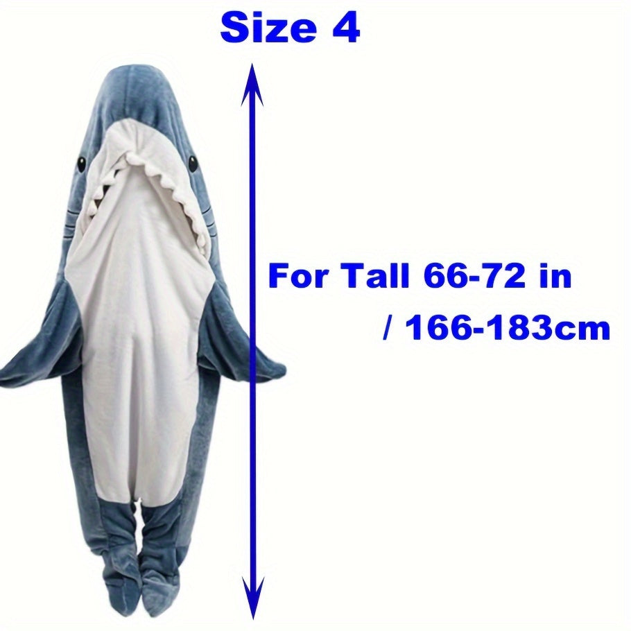 Comfy Shark Hoodie Blanket - Cozy Flannel Sleep Sack with Fun Animal Design, Easy to Clean in Washing Machine - Blue