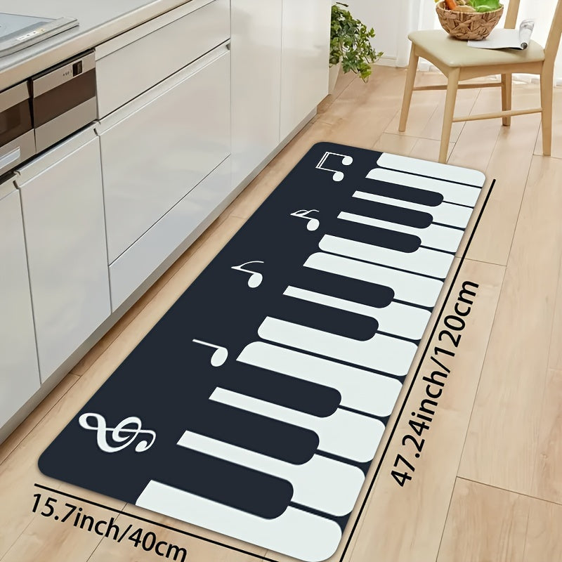 Floor mats rugs featuring a simple piano music pattern, suitable for living rooms, bedrooms, kitchens, and bathrooms. Can be used as living room bedroom kitchen floor mats, bathroom mats, outdoor rugs, or decorative bath mats. Non-slip, suitable for the